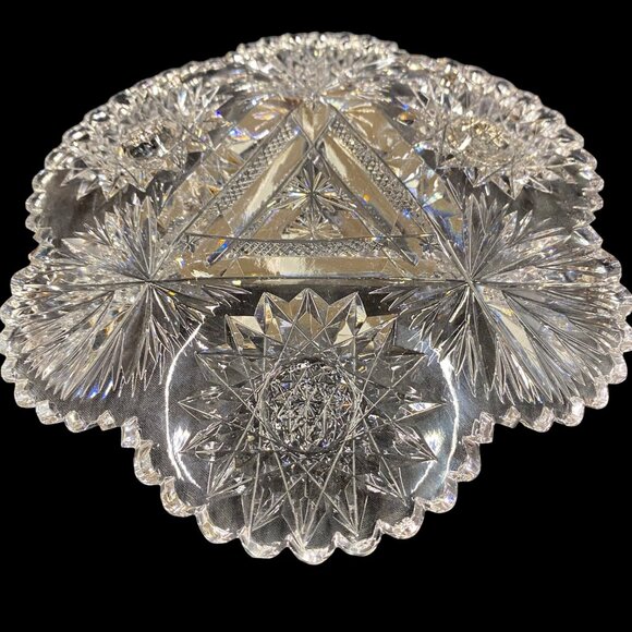 Antique ABP American Brilliant Cut Glass Mayonnaise Plate 6” Dish Serving Piece - Picture 4 of 15